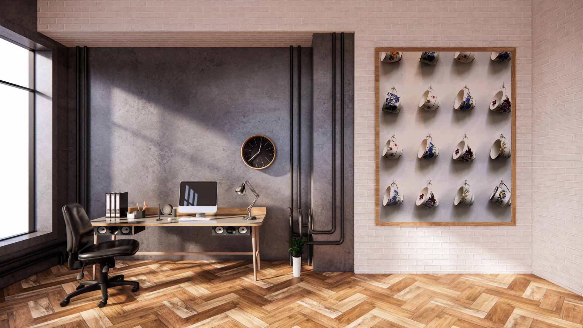 Teacups on a Wall original abstract contextualised office art modern decor photo print by Blair Montague Drake